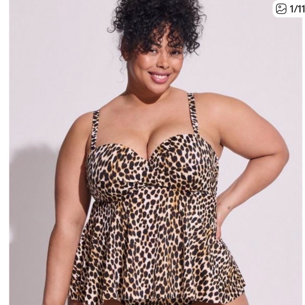 Torrid Leopard Print Women's Tankini Top size 2 DD/F Underwire
